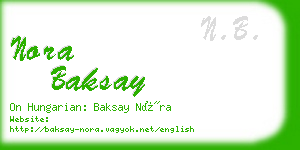 nora baksay business card